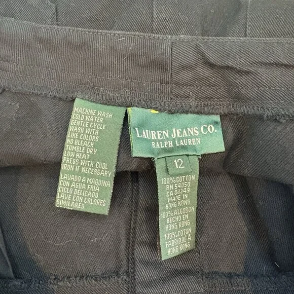 RALPH LAUREN JEANS CO VTG BLACK‎ DENIM BUTTON UP MIDI SKIRT SZ 12 Classic, Retro - Picture 11 of 12